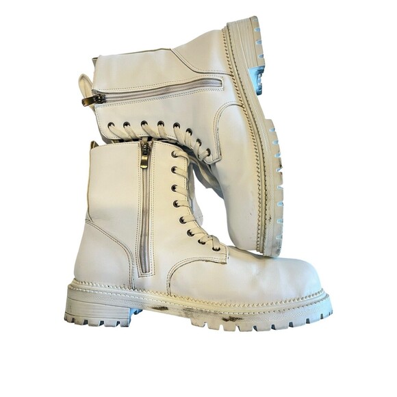 Unbranded Women's White Combat Boots Lace Up/Side Zip 9.5 EU 40 - Picture 4 of 10